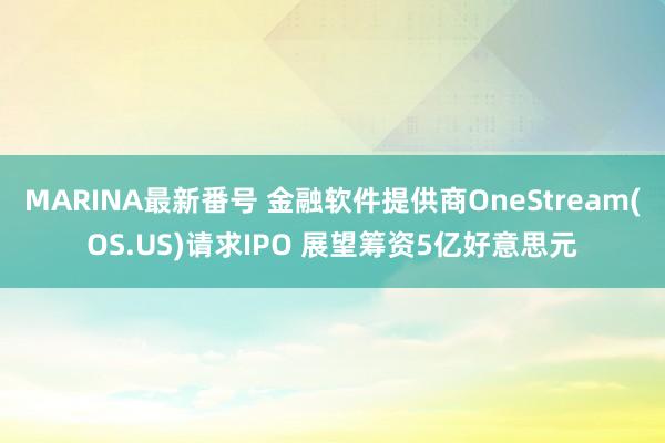 MARINA最新番号 金融软件提供商OneStream(OS.US)请求IPO 展望筹资5亿好意思元